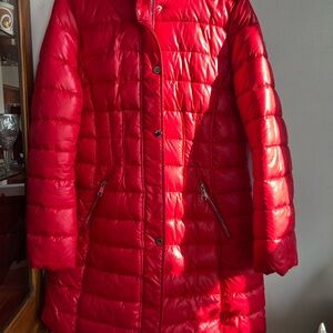 Guess Women's Shiny Red Puffer Coat